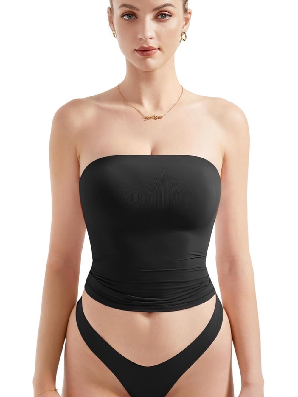 Seamless Strapless Tube Top - Black